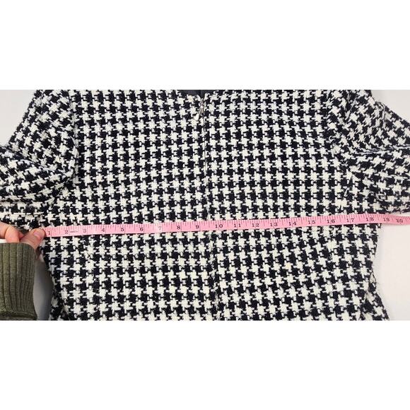 Sparkle houndstooth black shiny shaket full zip blazer vintage dress barn sz 10 - Picture 8 of 9